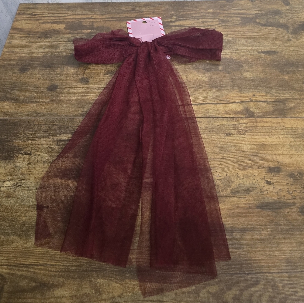 New A New Day Burgundy Sheer Bow Hair Clip